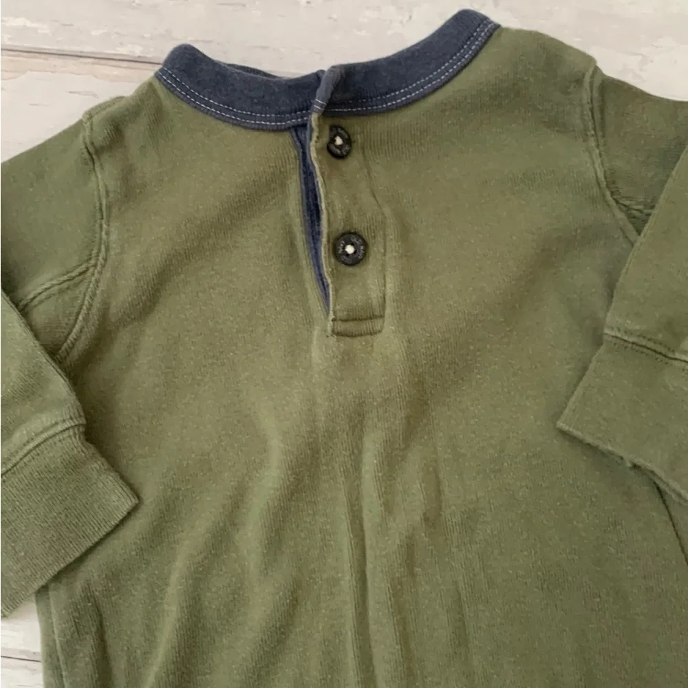 Gymboree 3-6m Baby Boy Henley Onesies Long Sleeve Bodysuits Blue Green 3m 6m